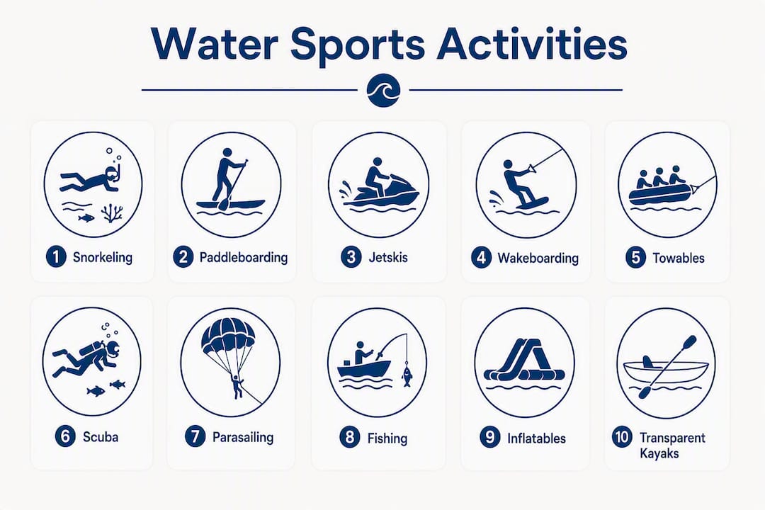 Infographic summarizing popular charter water sports activities
