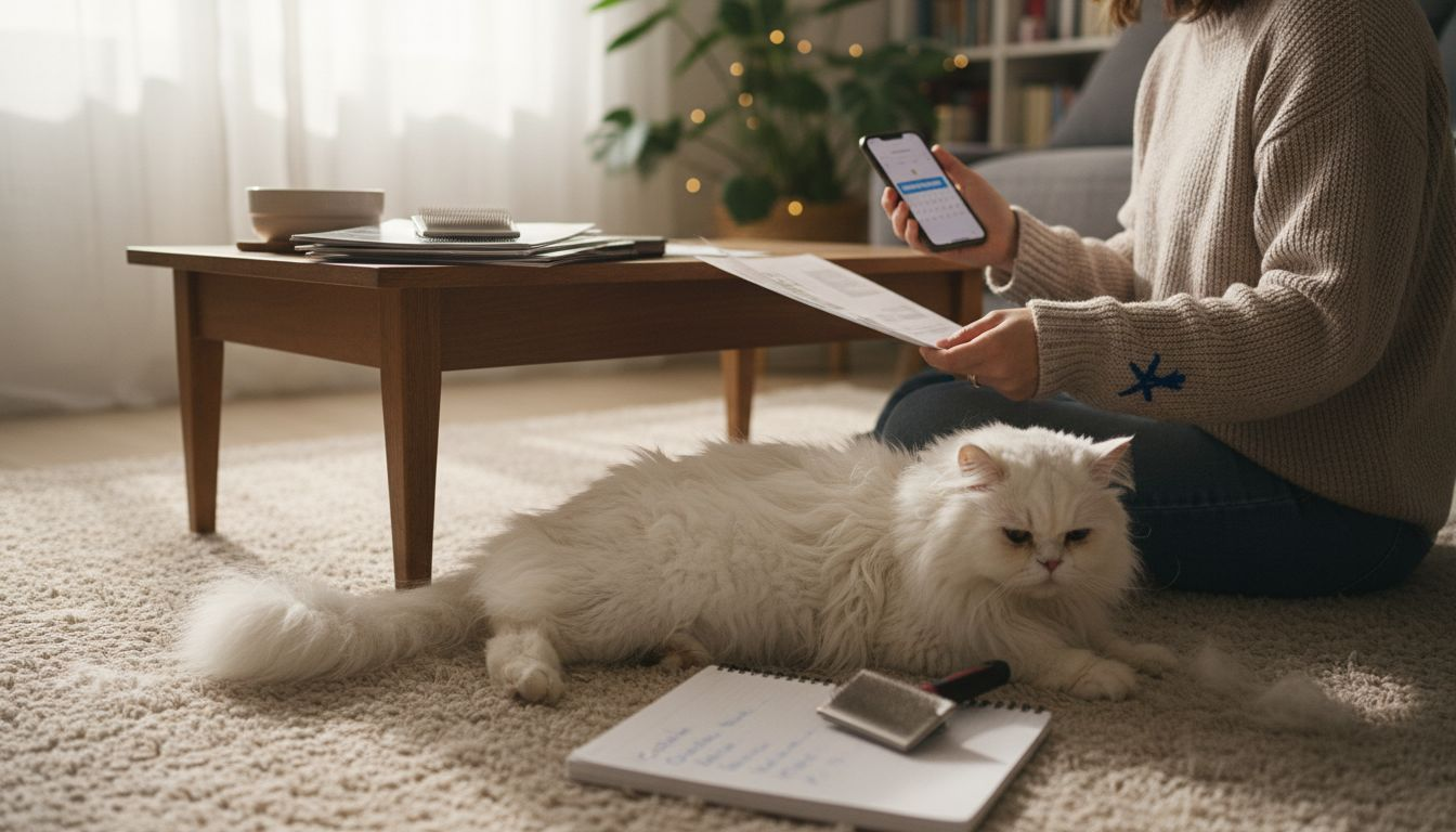 Woman preparing pet grooming details at home