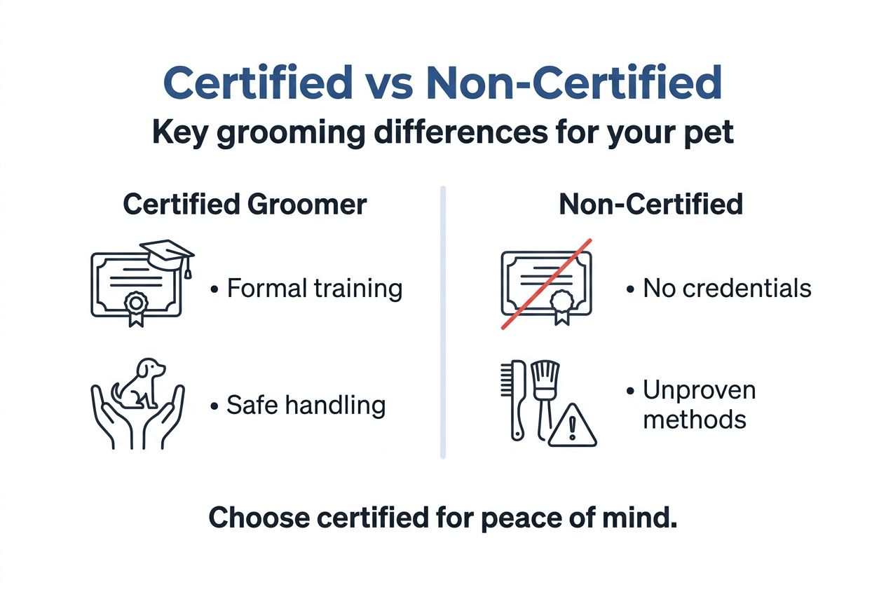 Infographic comparing certified and non-certified groomers