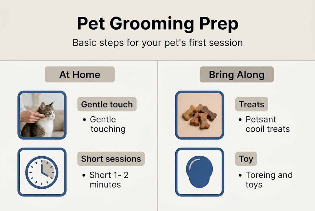 Infographic outlining pet grooming preparation steps
