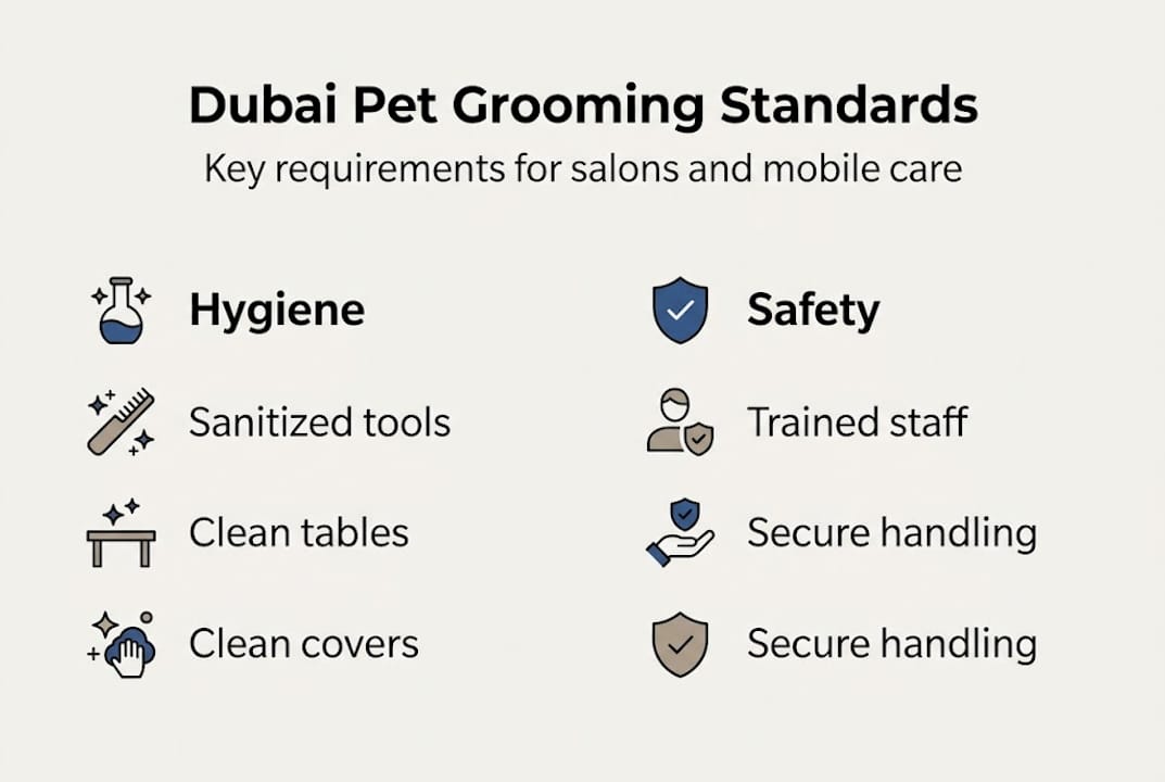 Infographic of Dubai pet grooming hygiene and safety
