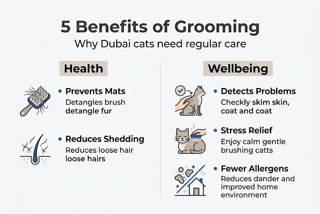 Infographic of top cat grooming benefits