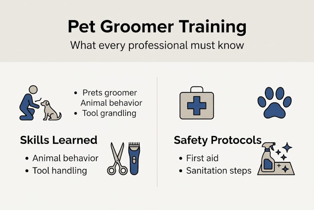 Infographic of pet groomer skills and safety