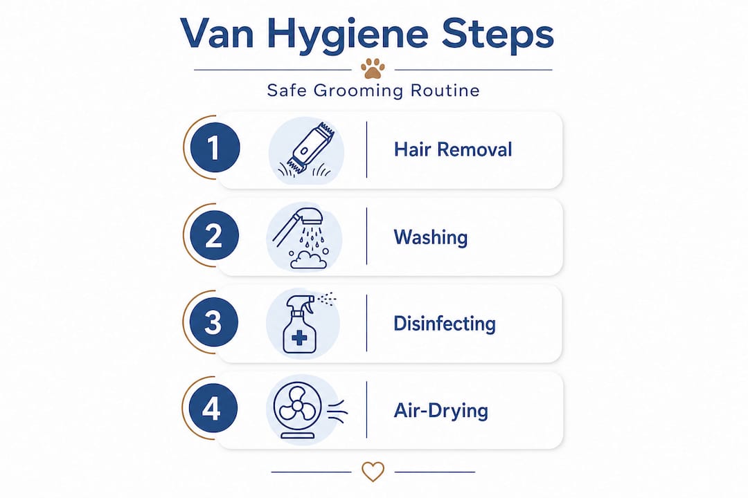 Infographic with 4-step van hygiene cleaning process