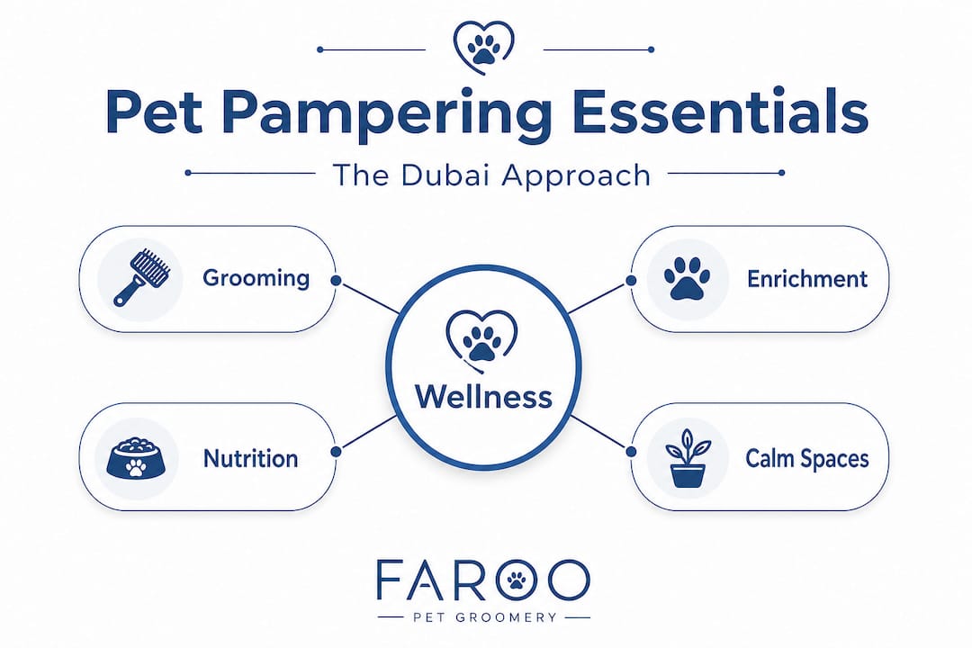 Hierarchy infographic of essential pet pampering elements