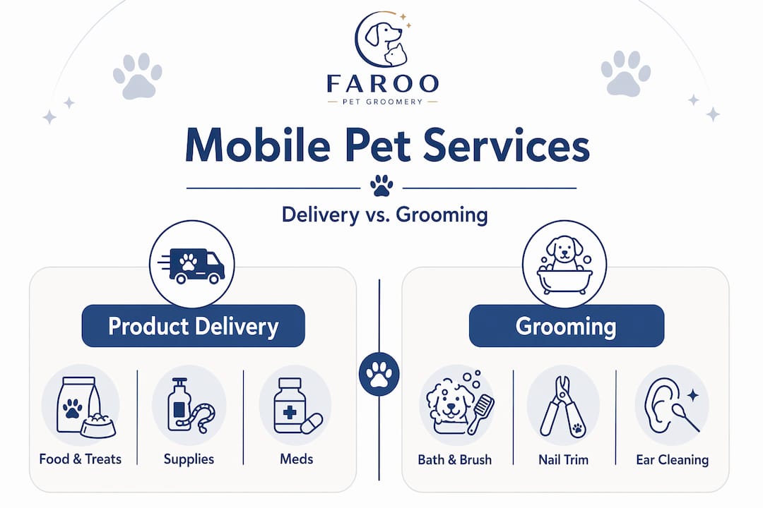 Infographic comparing pet delivery and grooming services