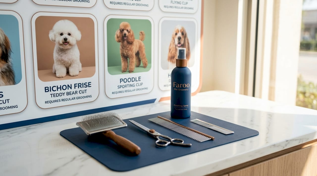 Grooming tools with high-maintenance dog breed chart