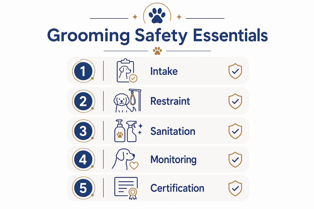 Infographic illustrating five grooming safety steps
