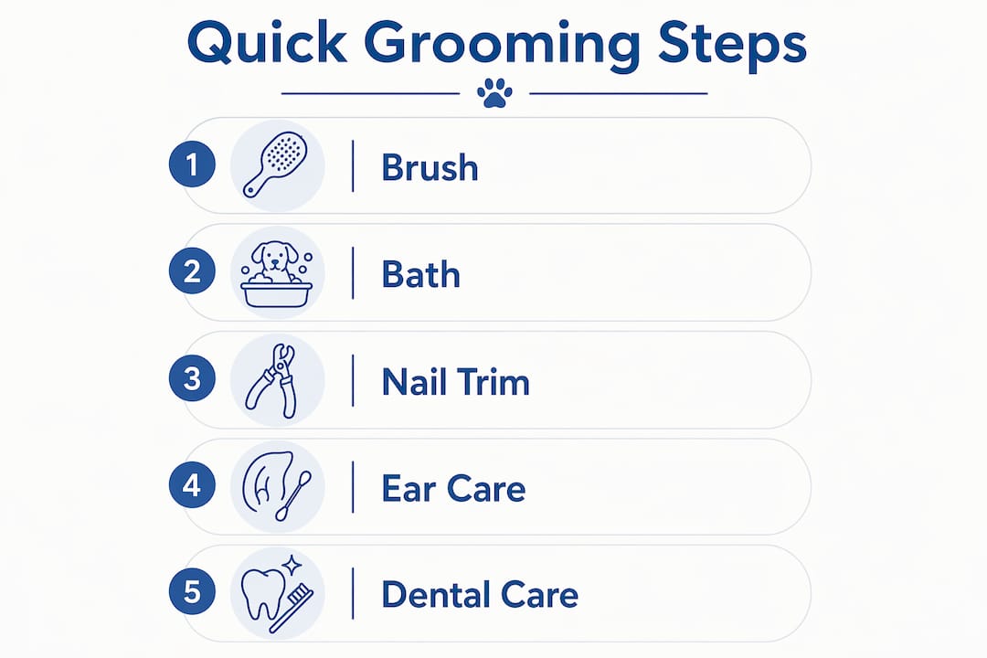 Infographic illustrating quick grooming routine steps