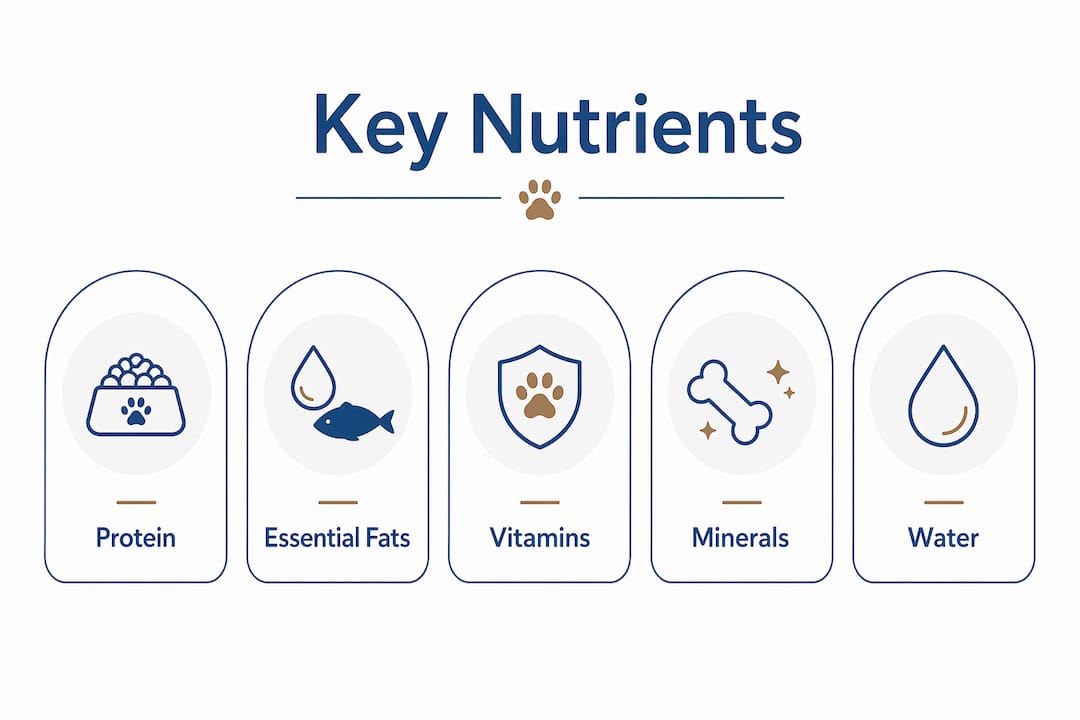 Infographic illustrating key nutrients for pet coat health