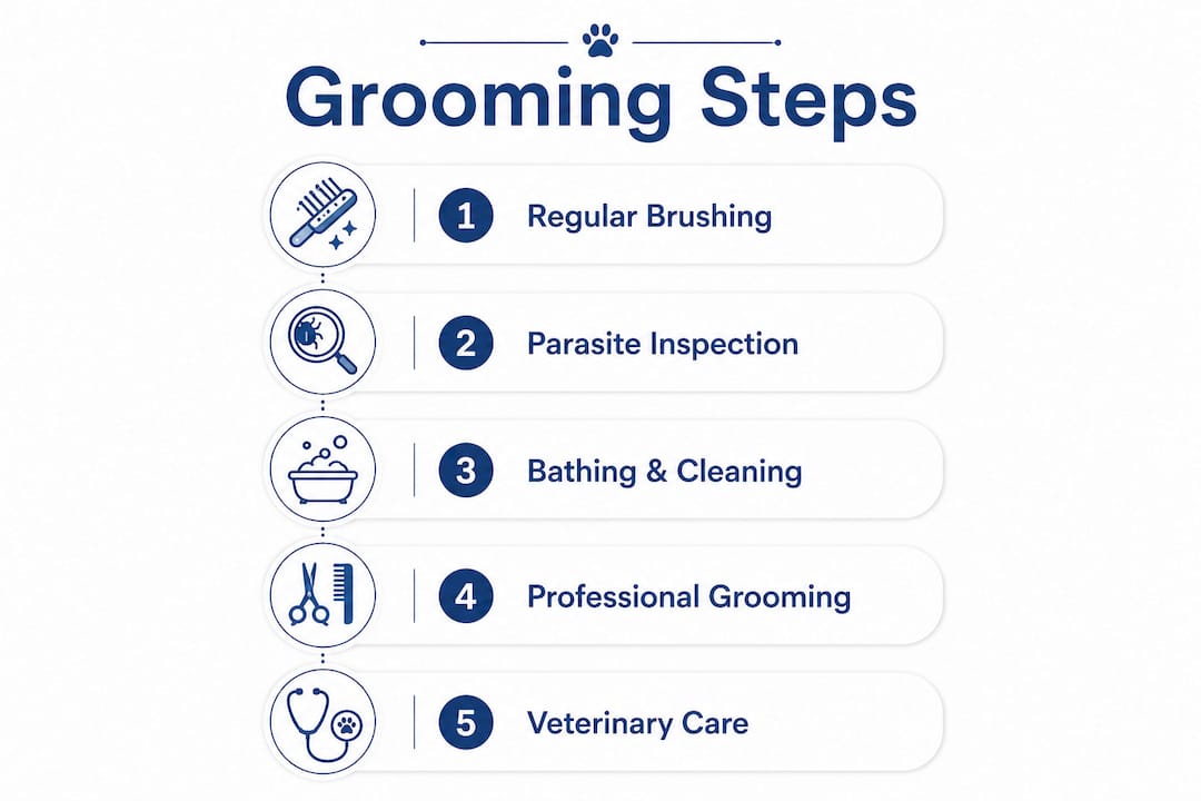 Infographic showing key grooming steps for parasite prevention