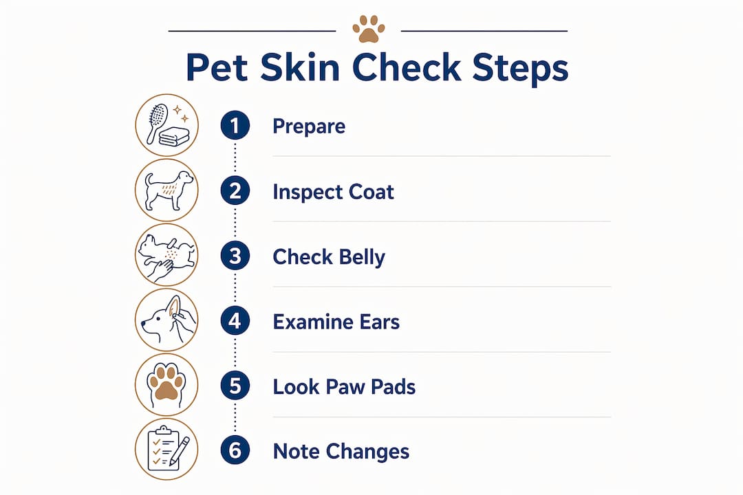 Infographic showing pet skin check steps