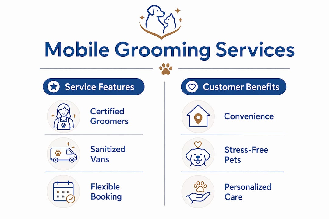 Infographic comparing mobile grooming services features and benefits