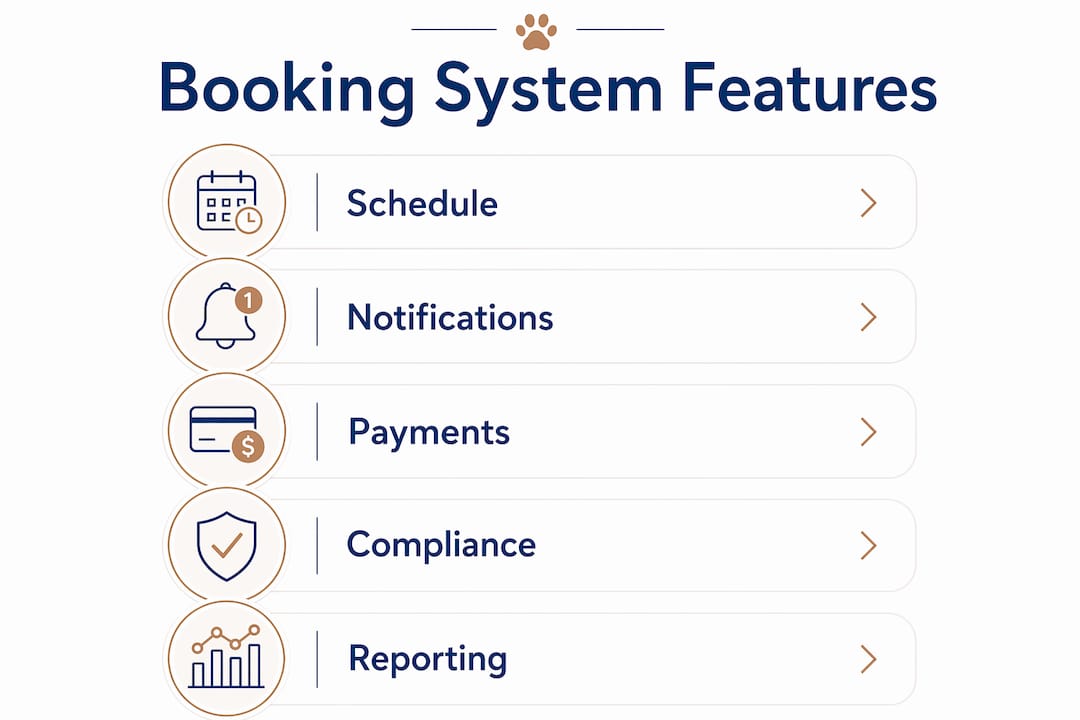 Infographic showing pet care booking system features