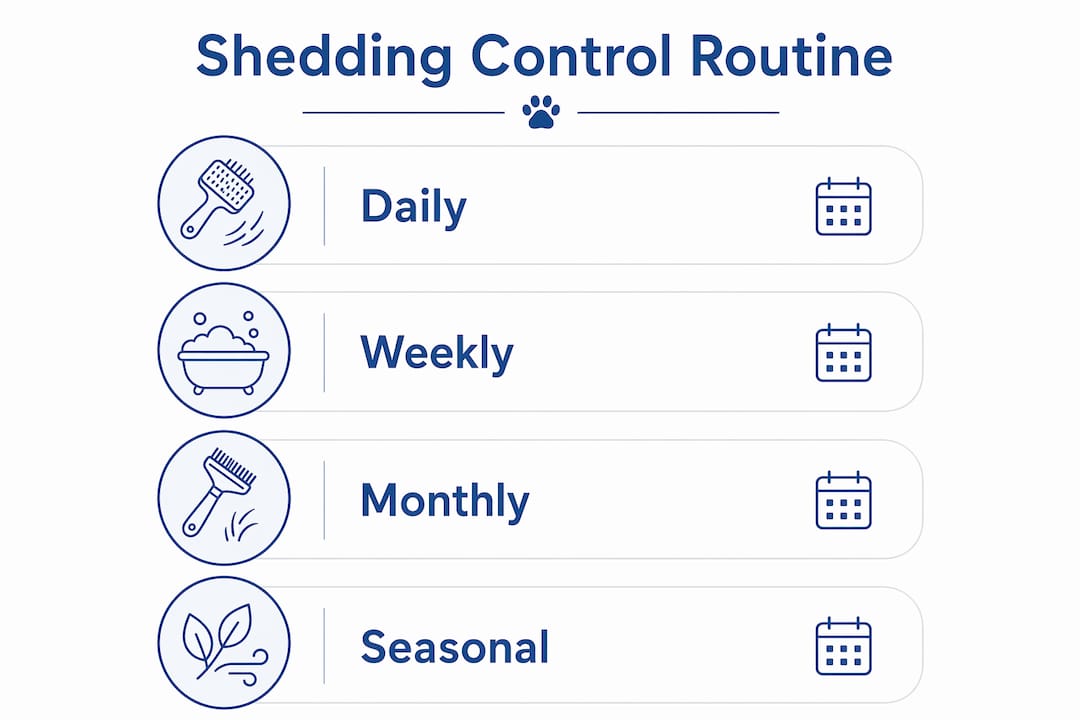 Infographic detailing dog shedding routine steps