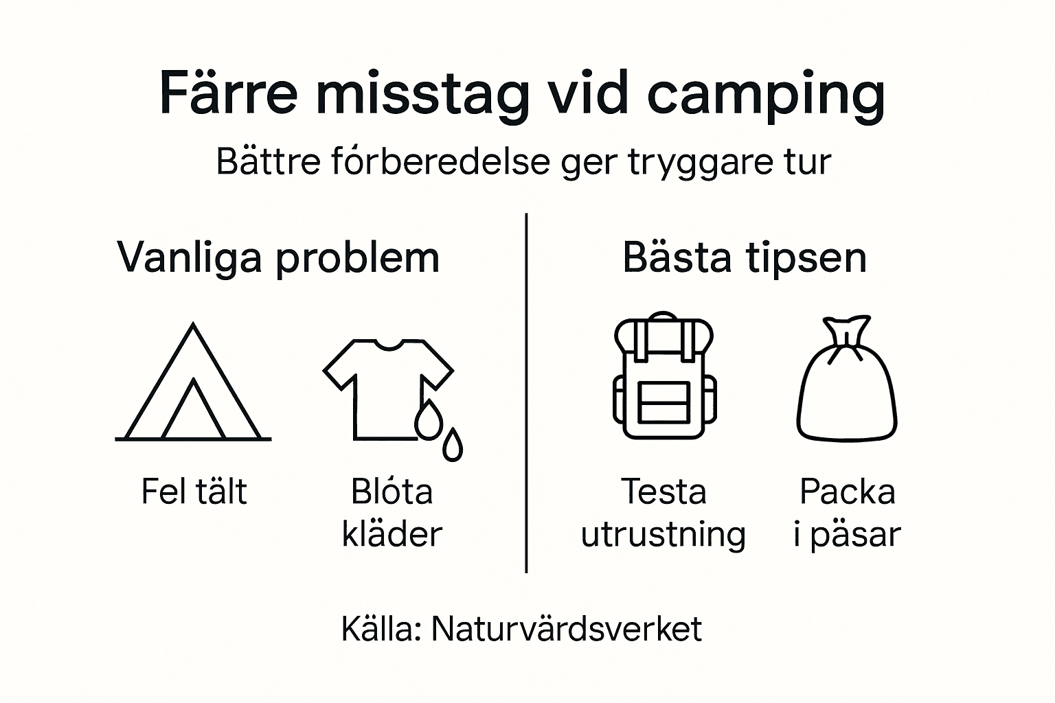Grafik: Vanliga campingmissar och smarta knep för en lyckad tur