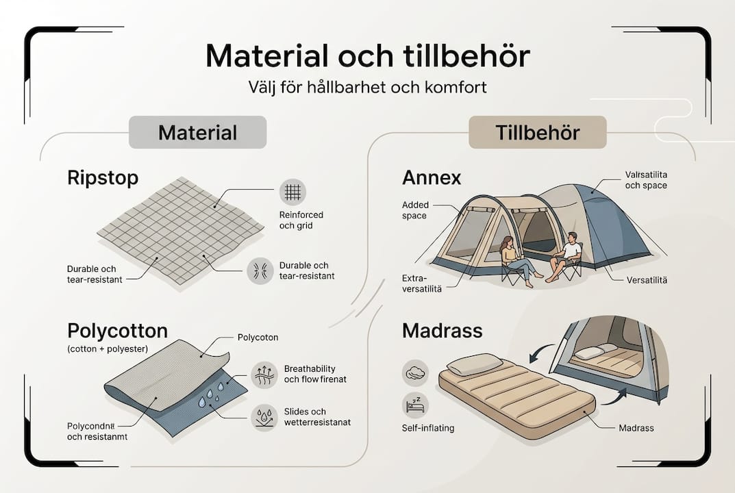 Översikt: Material och tillbehör till taktält