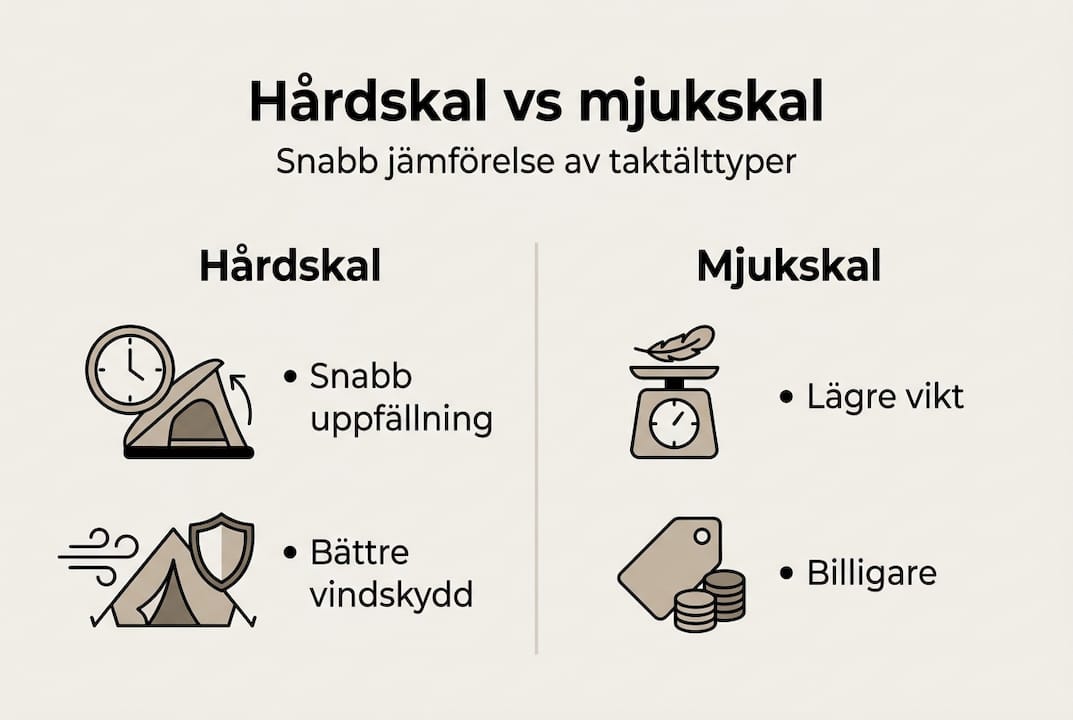 Infografik: Så skiljer sig taktält med hårt skal från de med mjukt skal