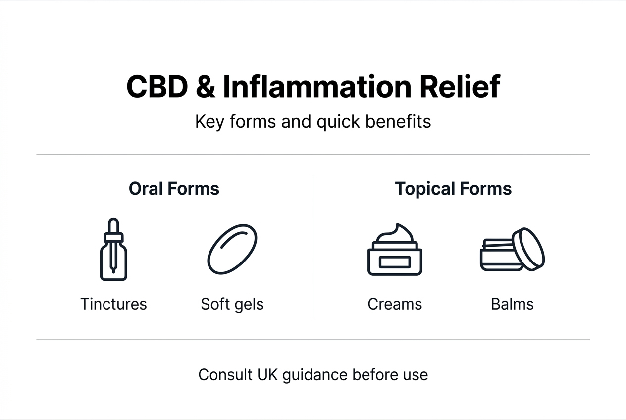 Infographic of CBD forms and inflammation relief