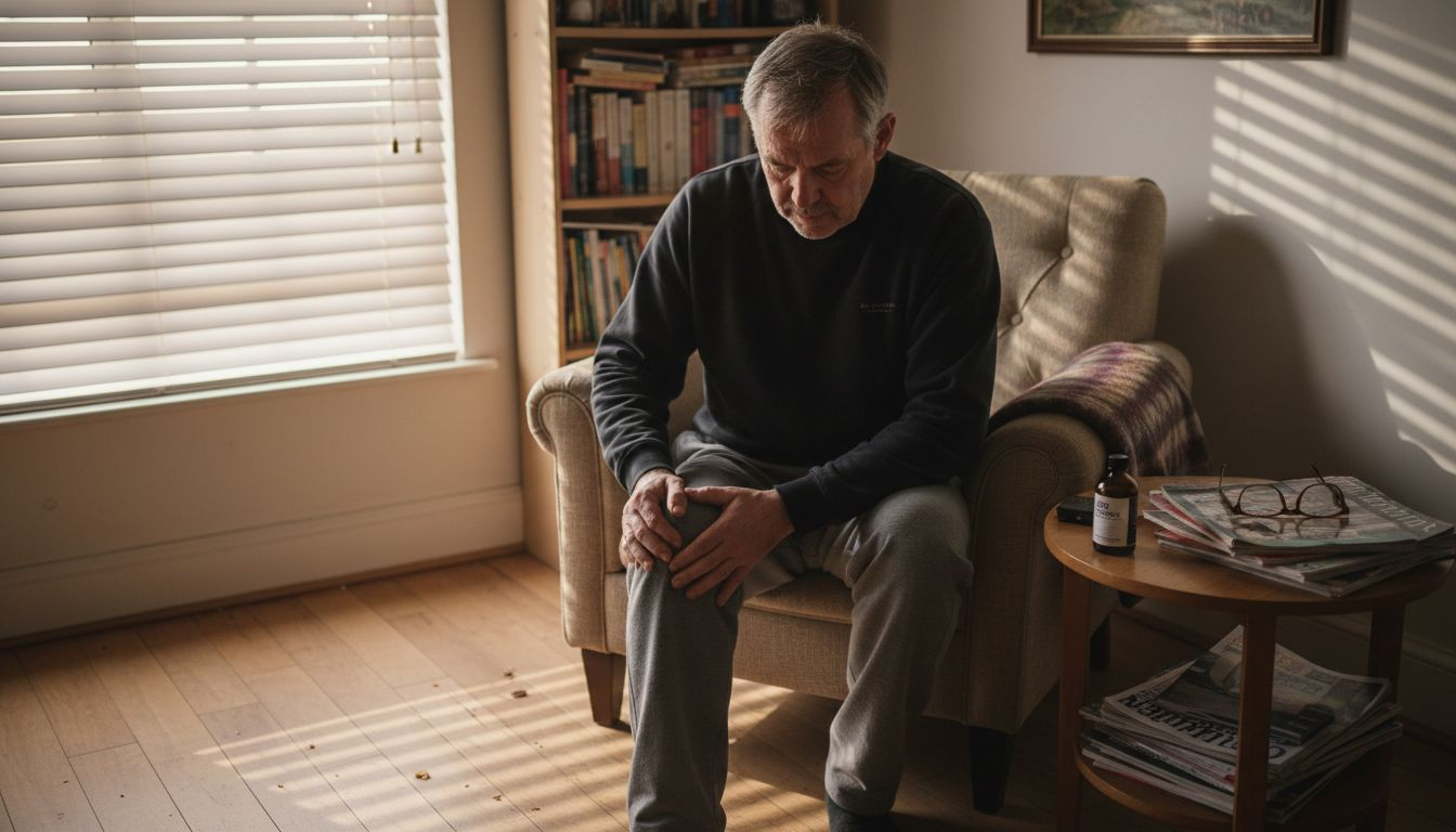 Man applying CBD cream in everyday living room