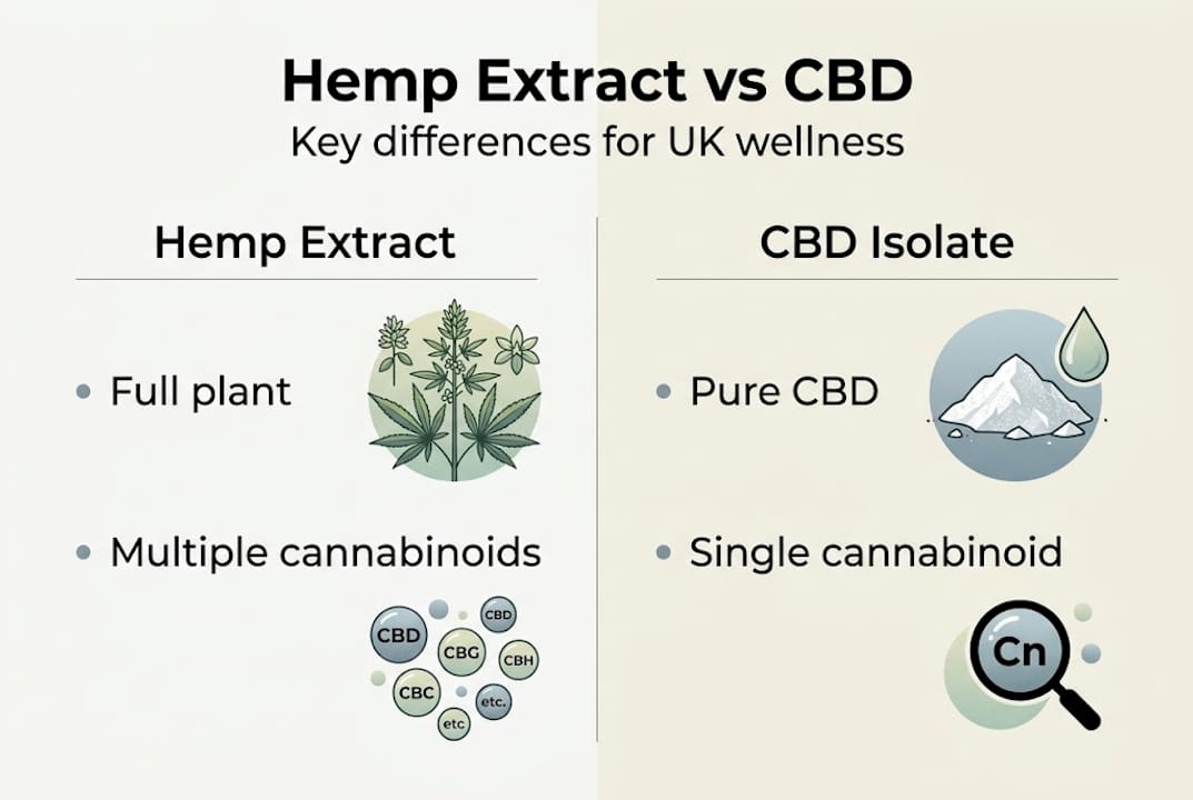 Infographic showing hemp extract versus CBD differences