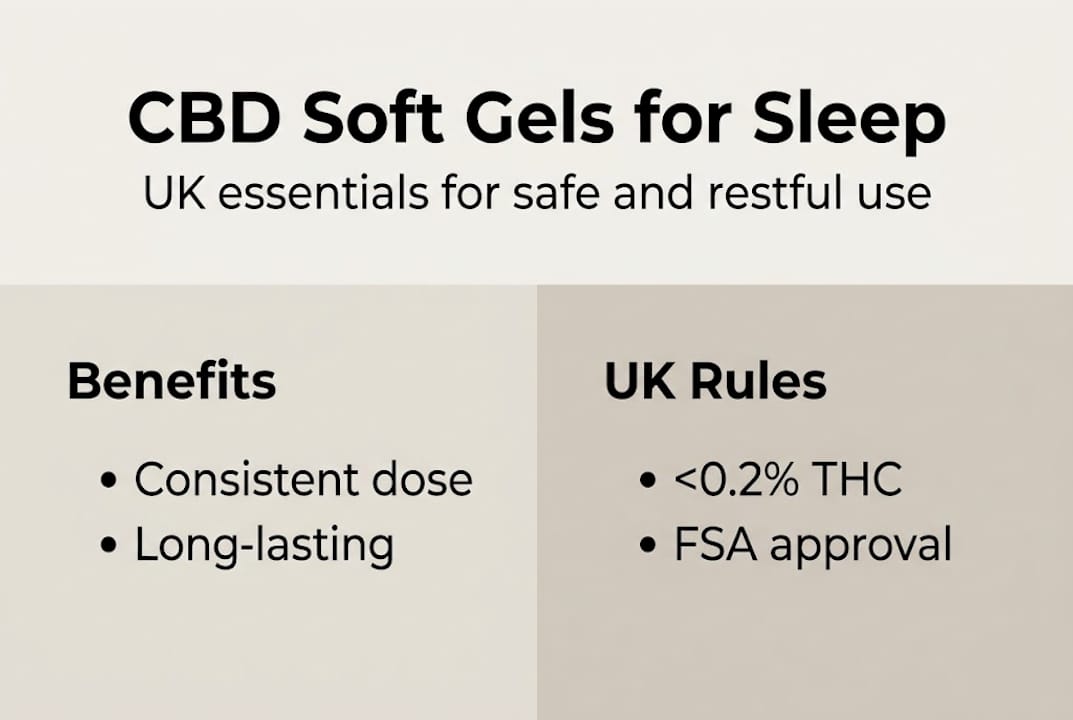 Infographic CBD soft gels benefits and UK rules