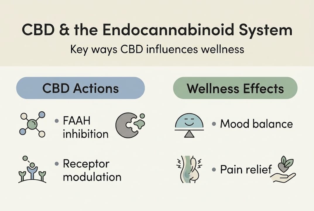 Infographic showing cbd actions and effects overview