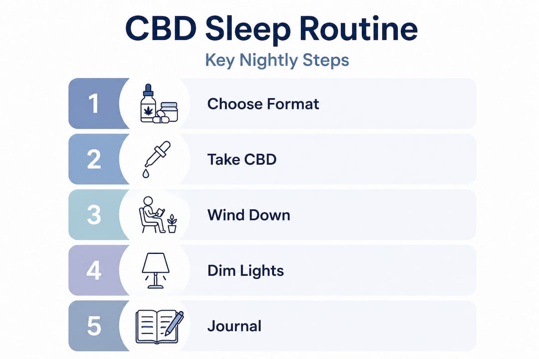 Infographic illustrating CBD sleep routine steps