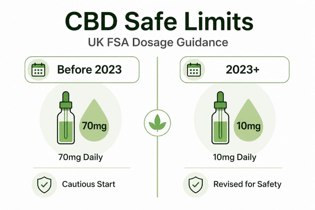 Infographic comparing CBD safe limits before and after 2023