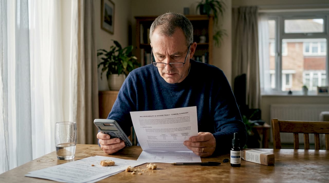 Man reviewing CBD dosage research evidence
