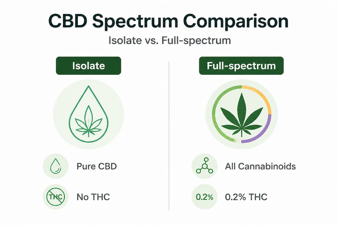 Infographic comparing CBD isolate and full-spectrum