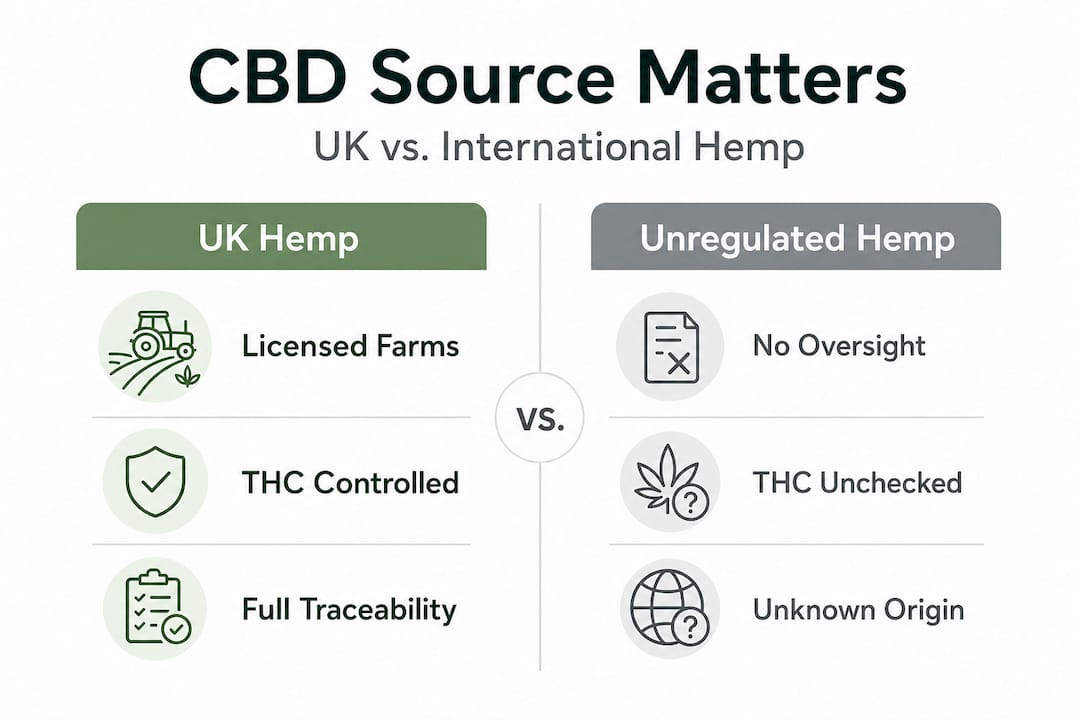 Infographic comparing UK and unregulated hemp features