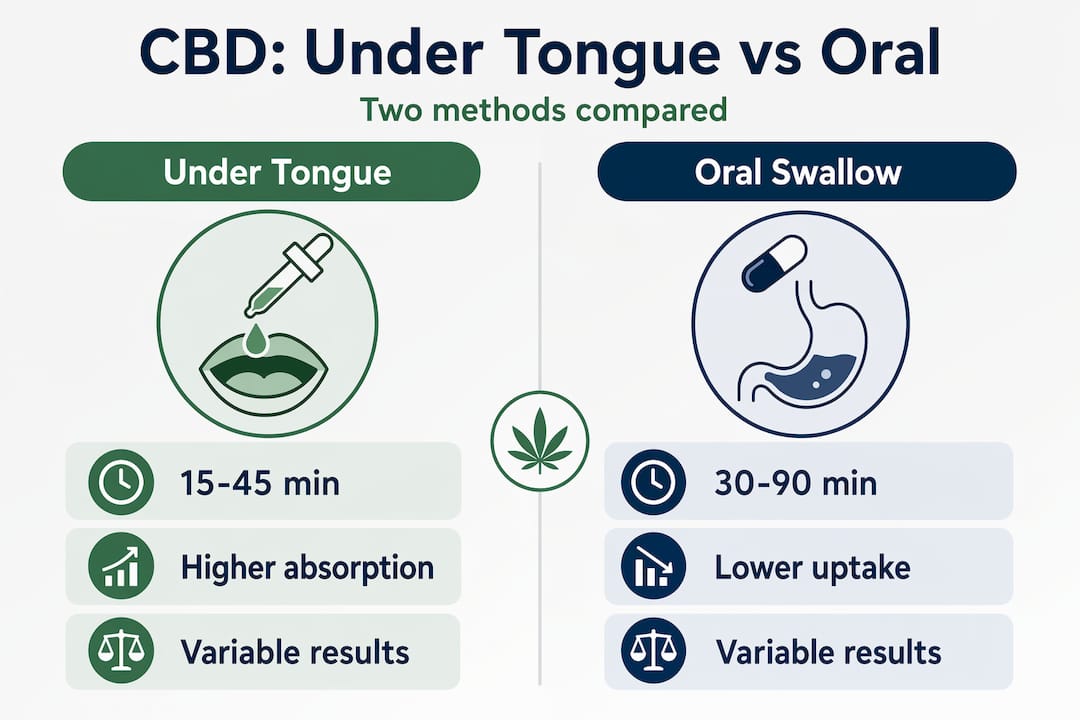 Infographic comparing sublingual and oral CBD delivery