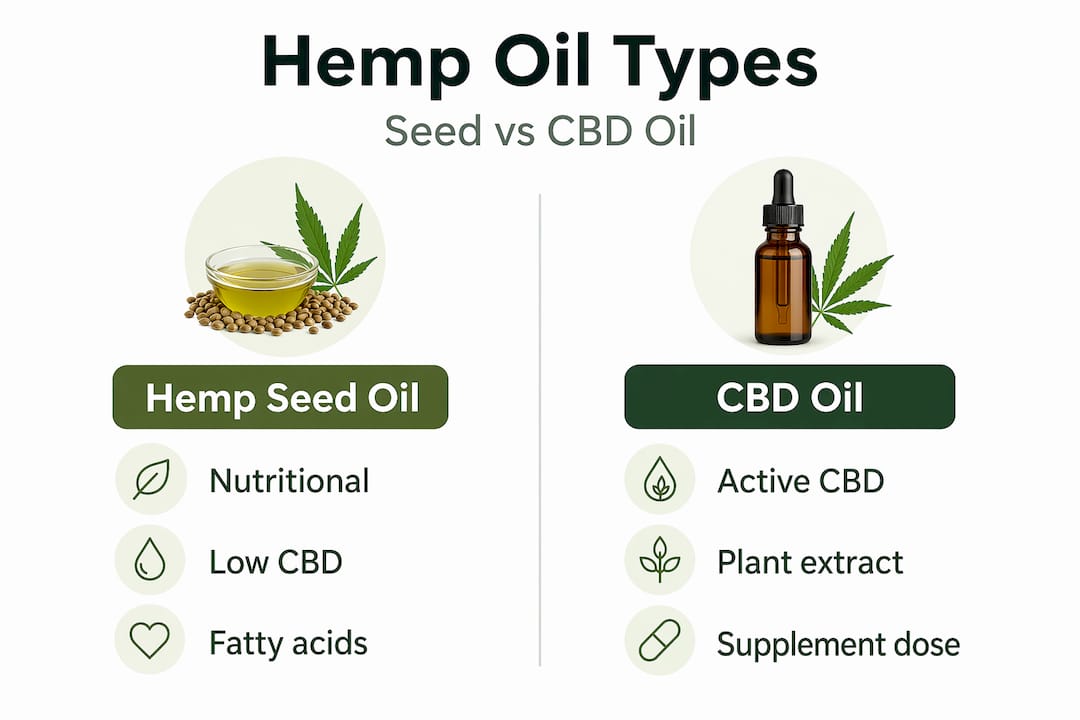 Infographic comparing hemp seed oil and CBD oil