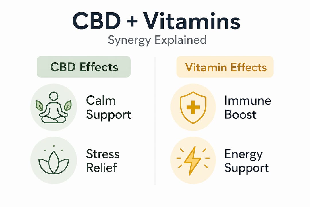 Infographic comparing CBD and vitamin effects side by side