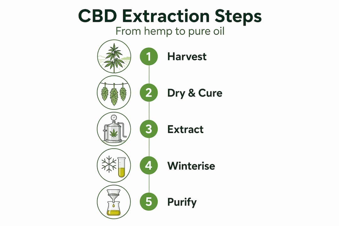 Infographic outlines CBD oil extraction steps