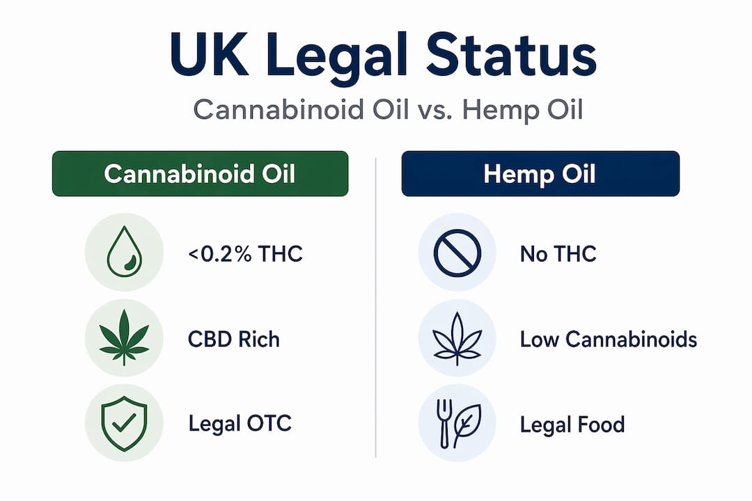 Infographic: legal comparison, cannabinoid vs hemp oil