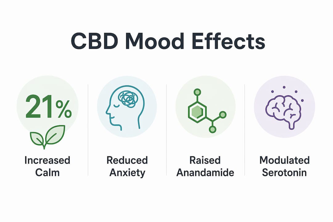 Infographic showing CBD mood effects and statistics