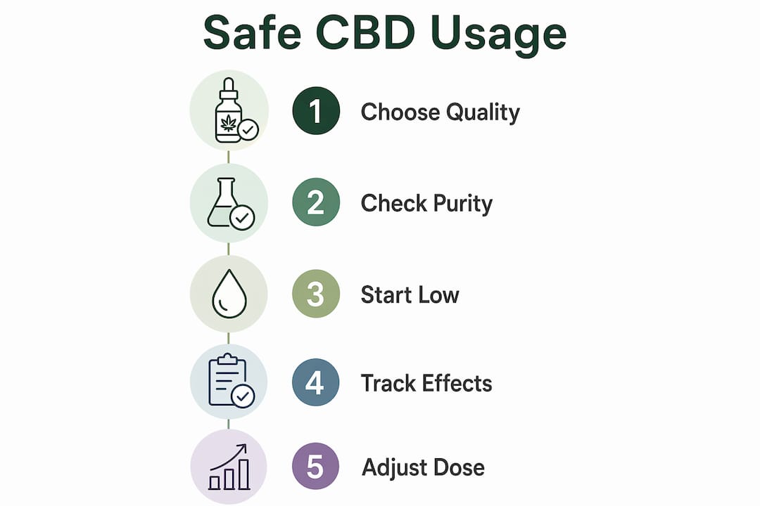 Infographic displaying safe CBD usage steps