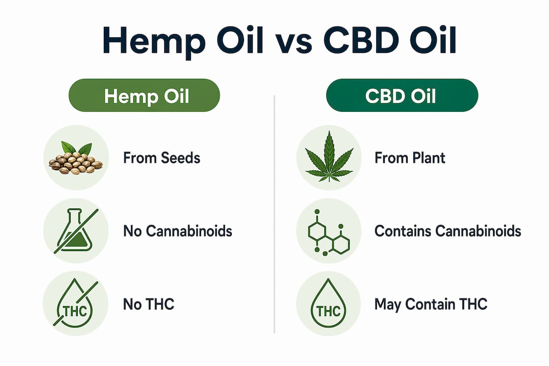 Infographic comparing hemp oil and CBD oil differences