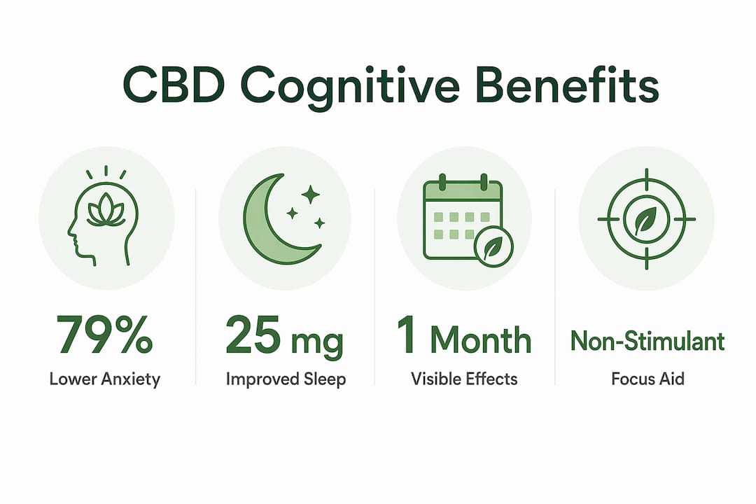 Infographic showing CBD benefits for focus and anxiety