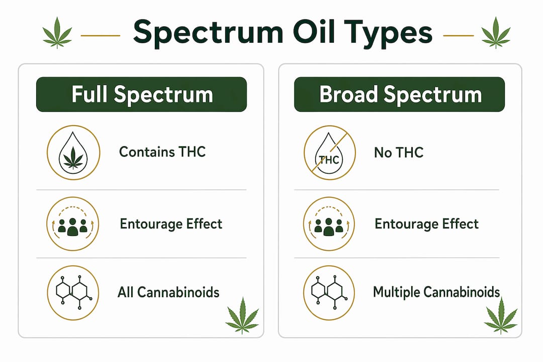 Infographic comparing full and broad spectrum oil types