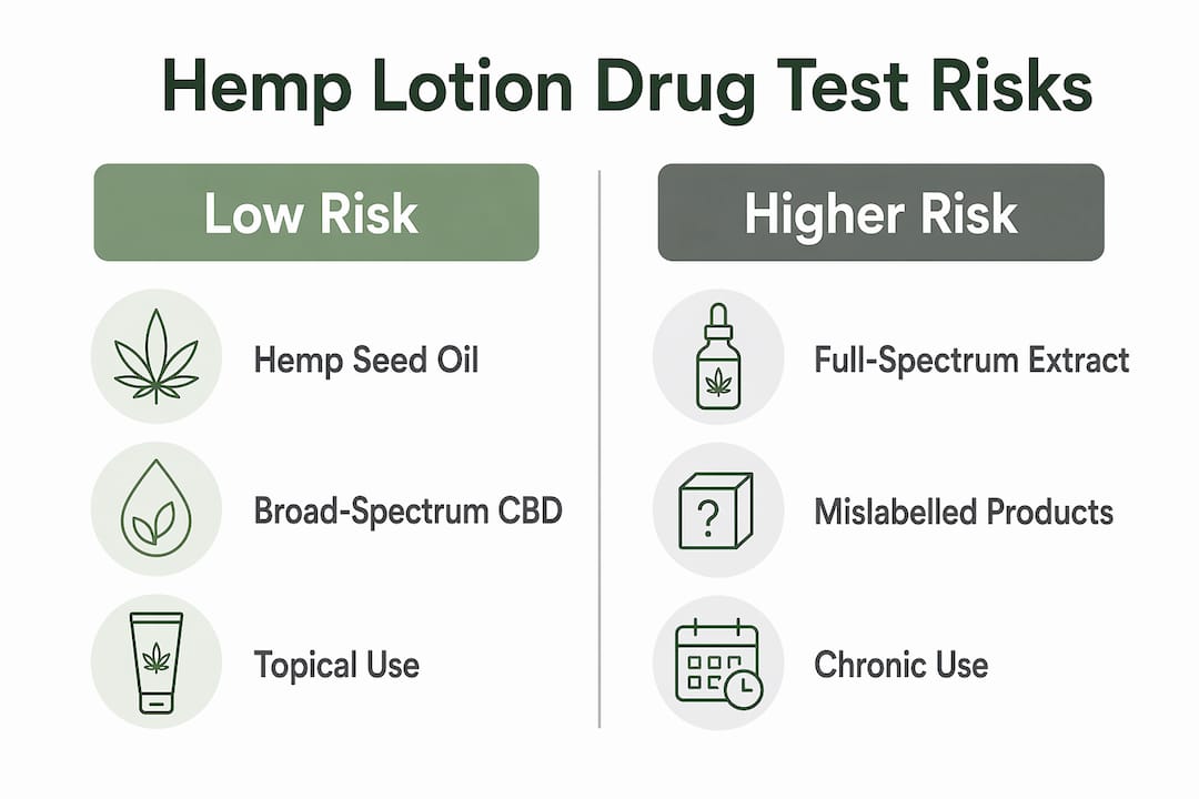 Infographic illustrating hemp lotion risks in drug testing