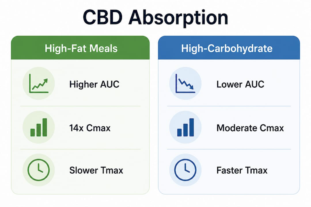 Infographic comparing CBD absorption for different meal types