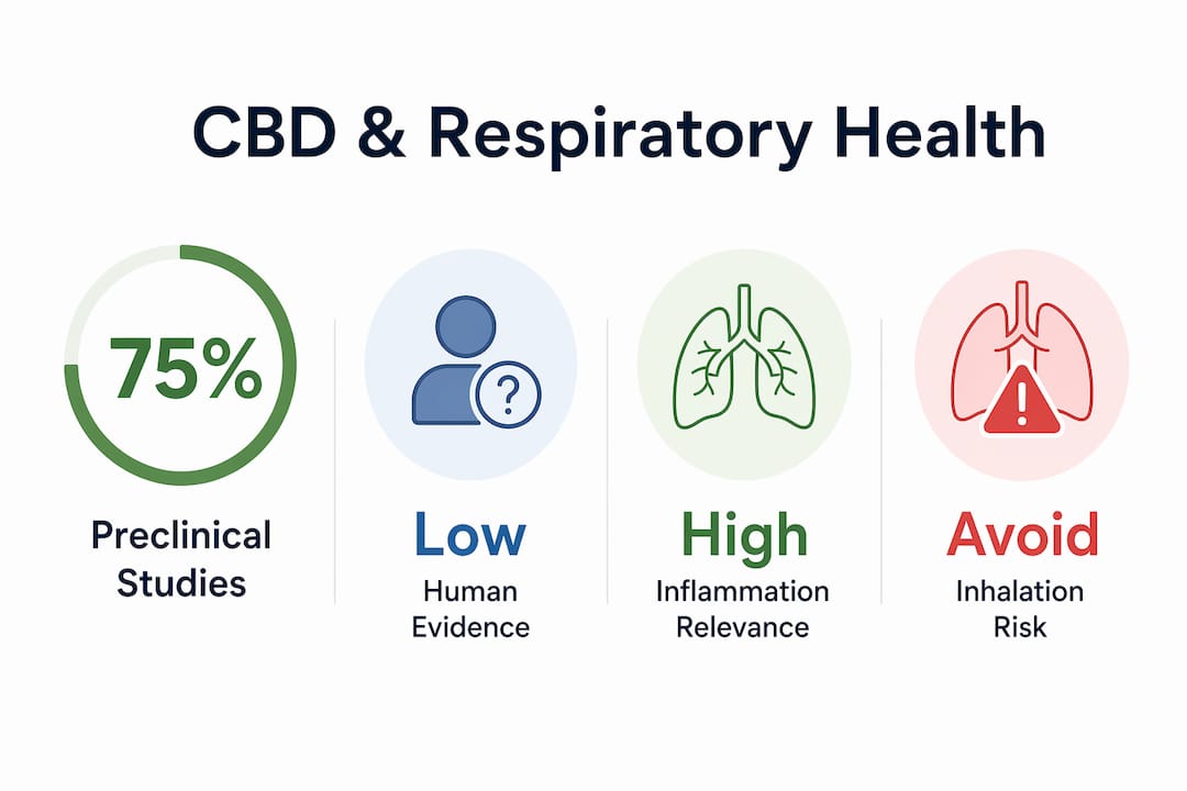 Infographic showing summary statistics on CBD and respiratory health