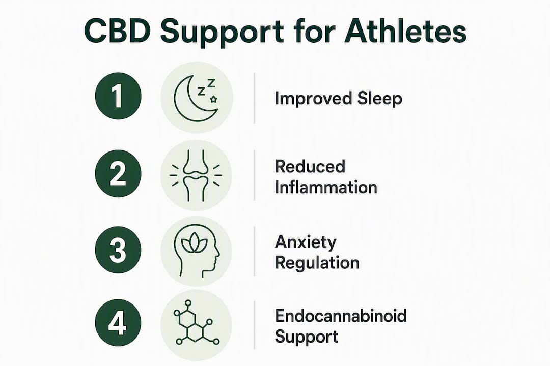 Infographic showing CBD benefits for athletes in stages