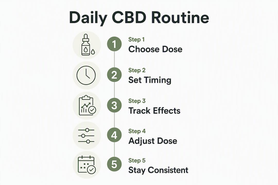 Infographic showing daily CBD routine steps