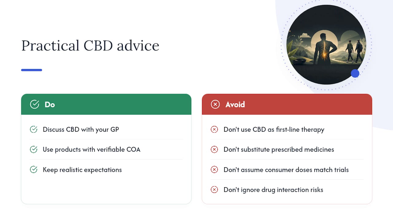 A considered view on CBD and nerve pain — overview diagram