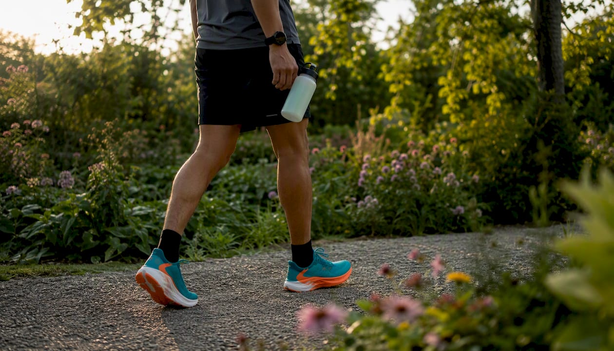 Athlete walking gently for active recovery