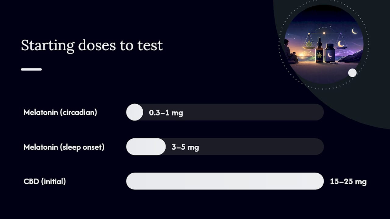 A conservative plan for testing melatonin, CBD, or both — overview diagram